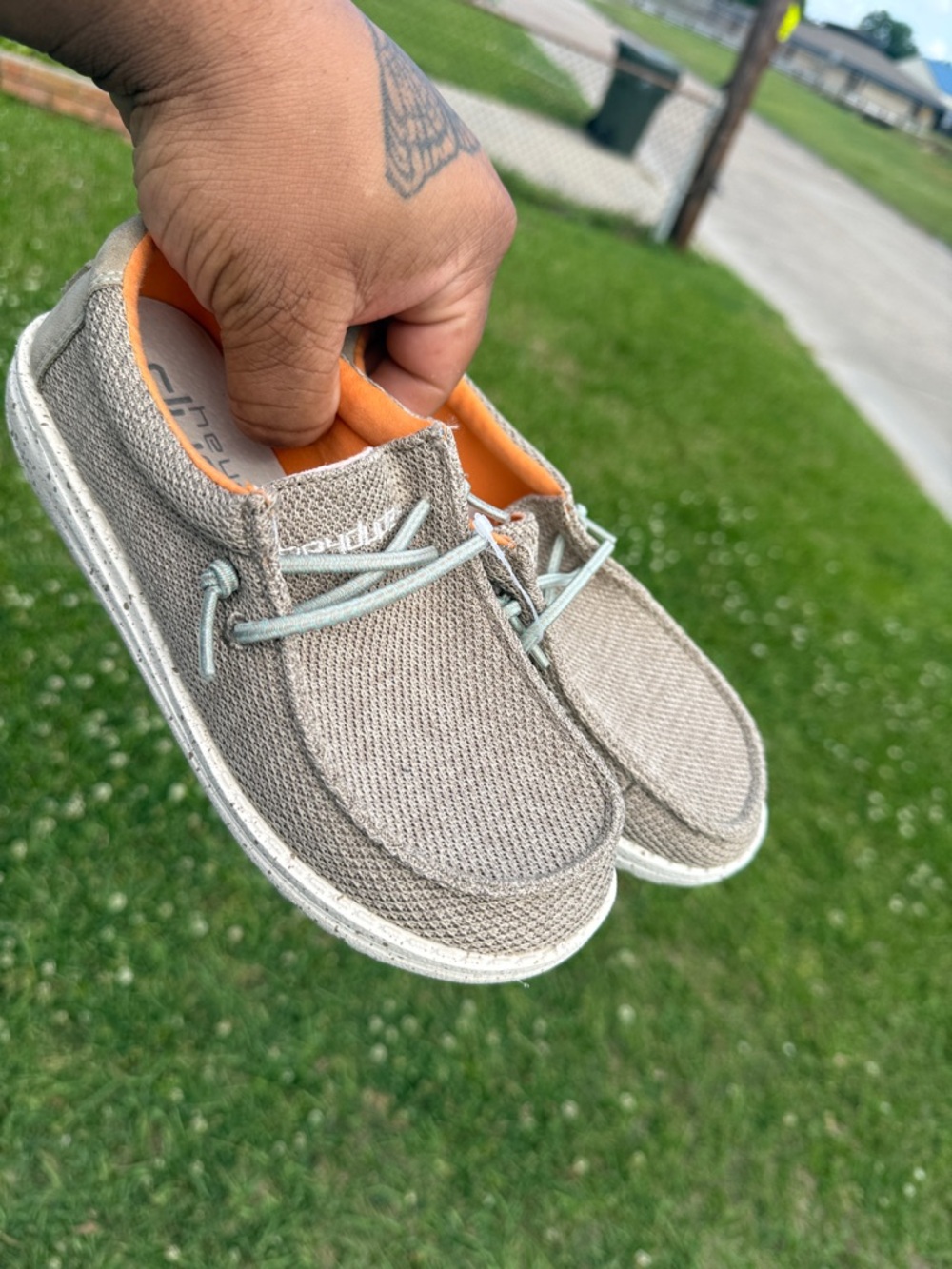 Hey Dude Casual Slip-On Loafers in Beige with Orange Lining